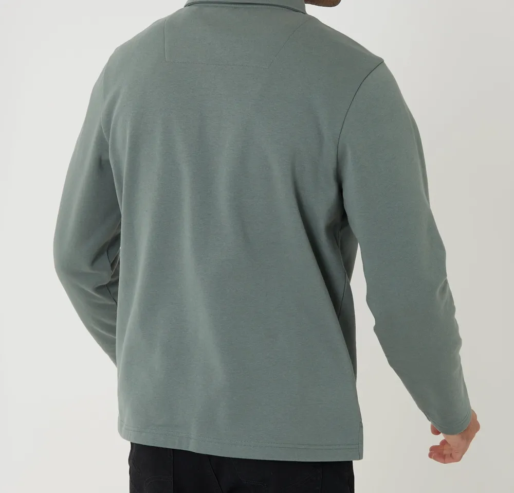 Men's Blue Quarter-Zip Polo Sweatshirt