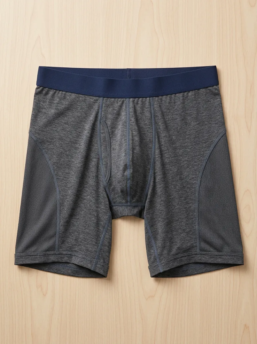 Men's Athletic Performance Heather Gray Mesh Panel Boxer Briefs