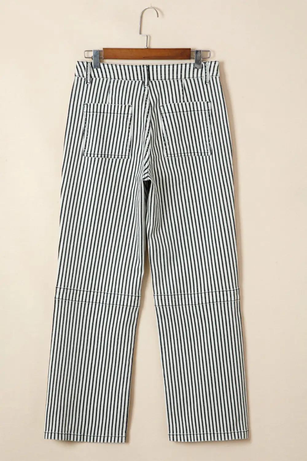 Women's Stripe Patch Pocket High Waist Shift Denim Jeans