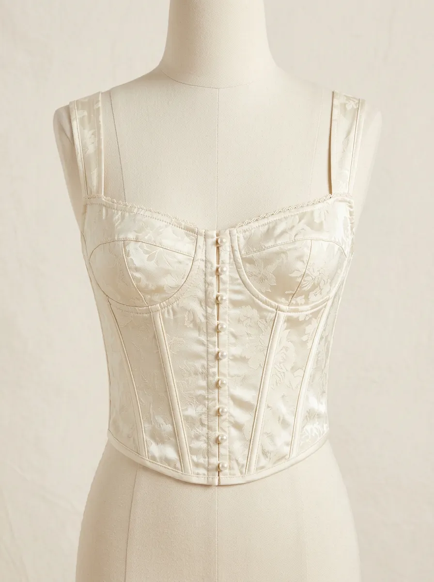 Casual Jacquard Sweetheart-Neck Women's Corset Top