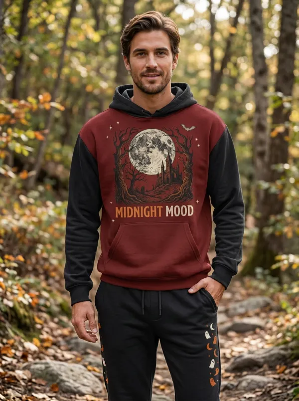 Men's Halloween Midnight Moon Castle Printed Tracksuit