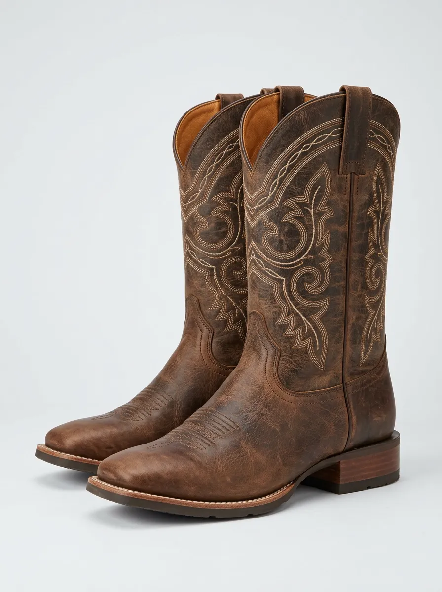 Country Embroidered Frontier-Look Western Boots