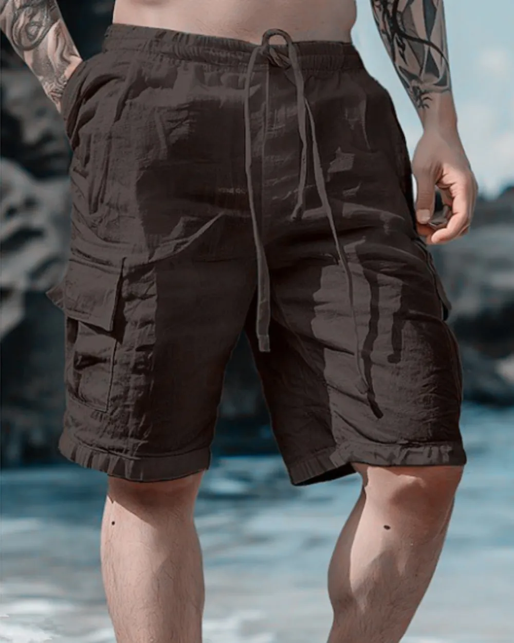 Cotton Linen Utility Shorts