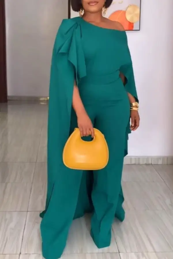 Slash Neck Cape Sleeve Jumpsuit