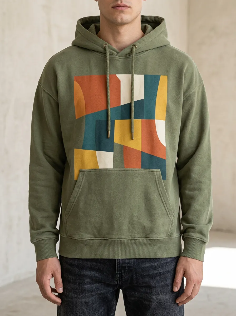 Men's Modern Abstract Geometric Art Print Hoodie