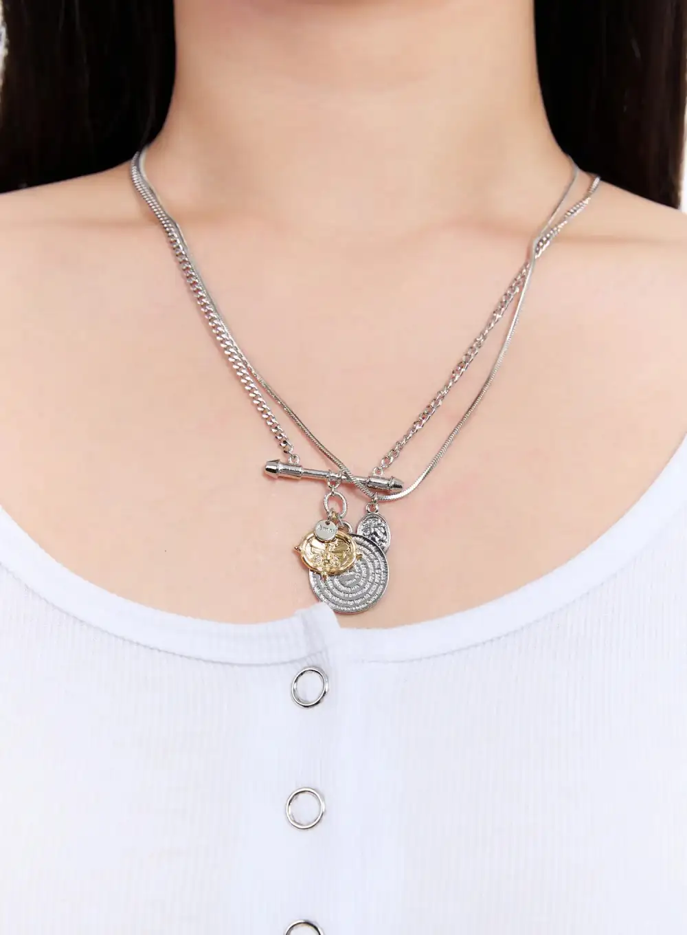 Stainless-Steel Medal Necklace