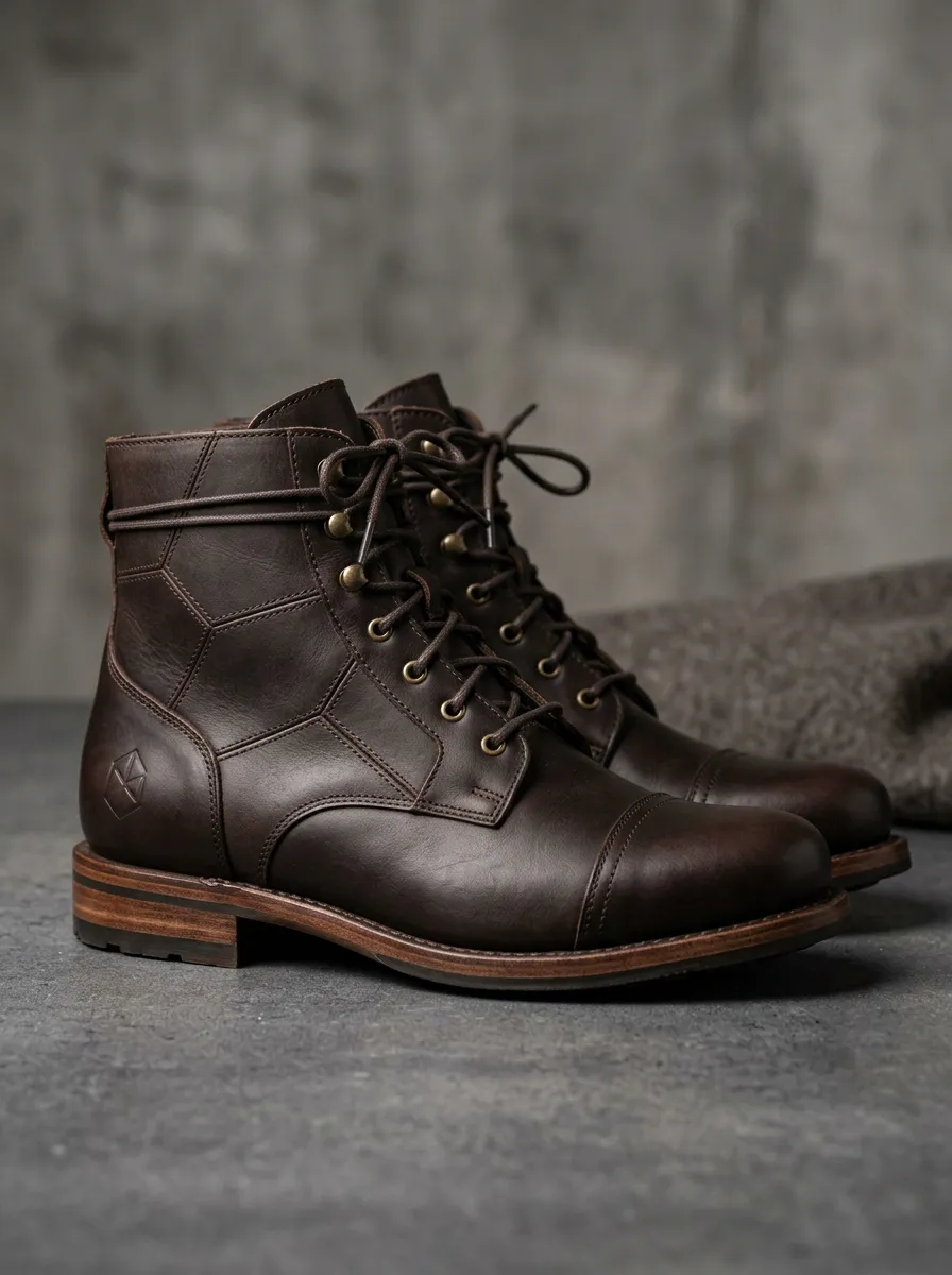 Vintage Leather-Look Lace-Up Dress Boots