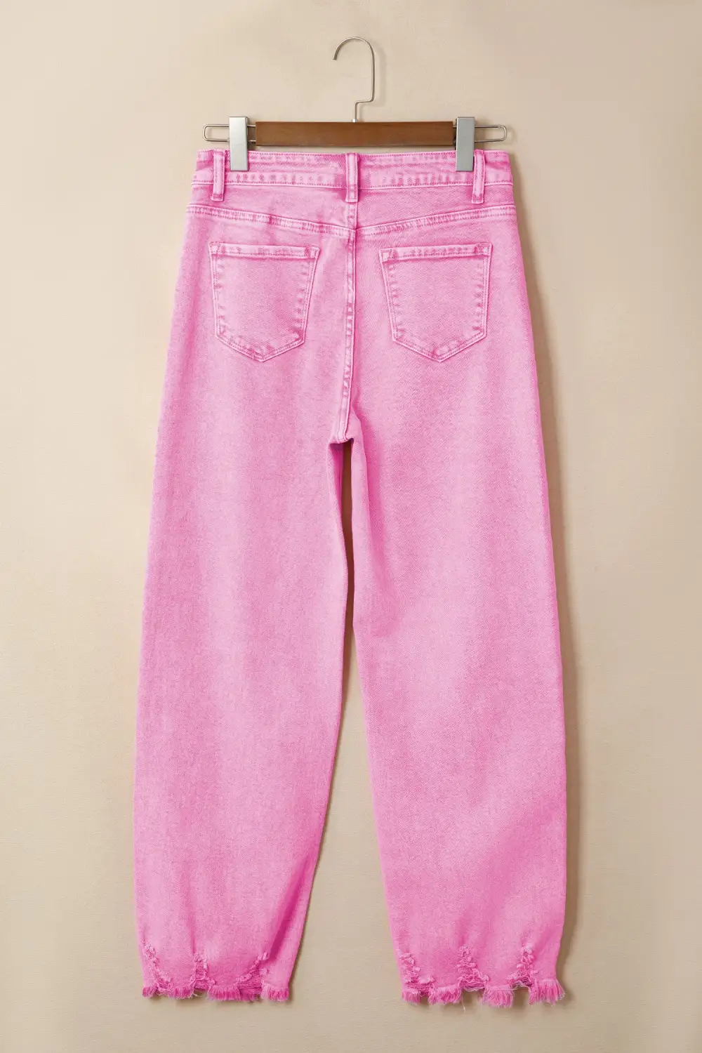 Women's Acid Wash High Waist Uneven Raw Hem Shift Jeans