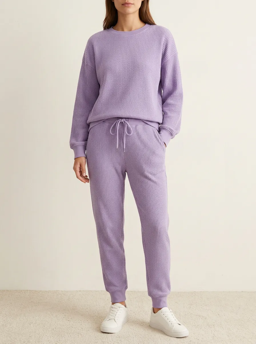 Unisex Easygoing Waffle Knit Long Sleeve Top