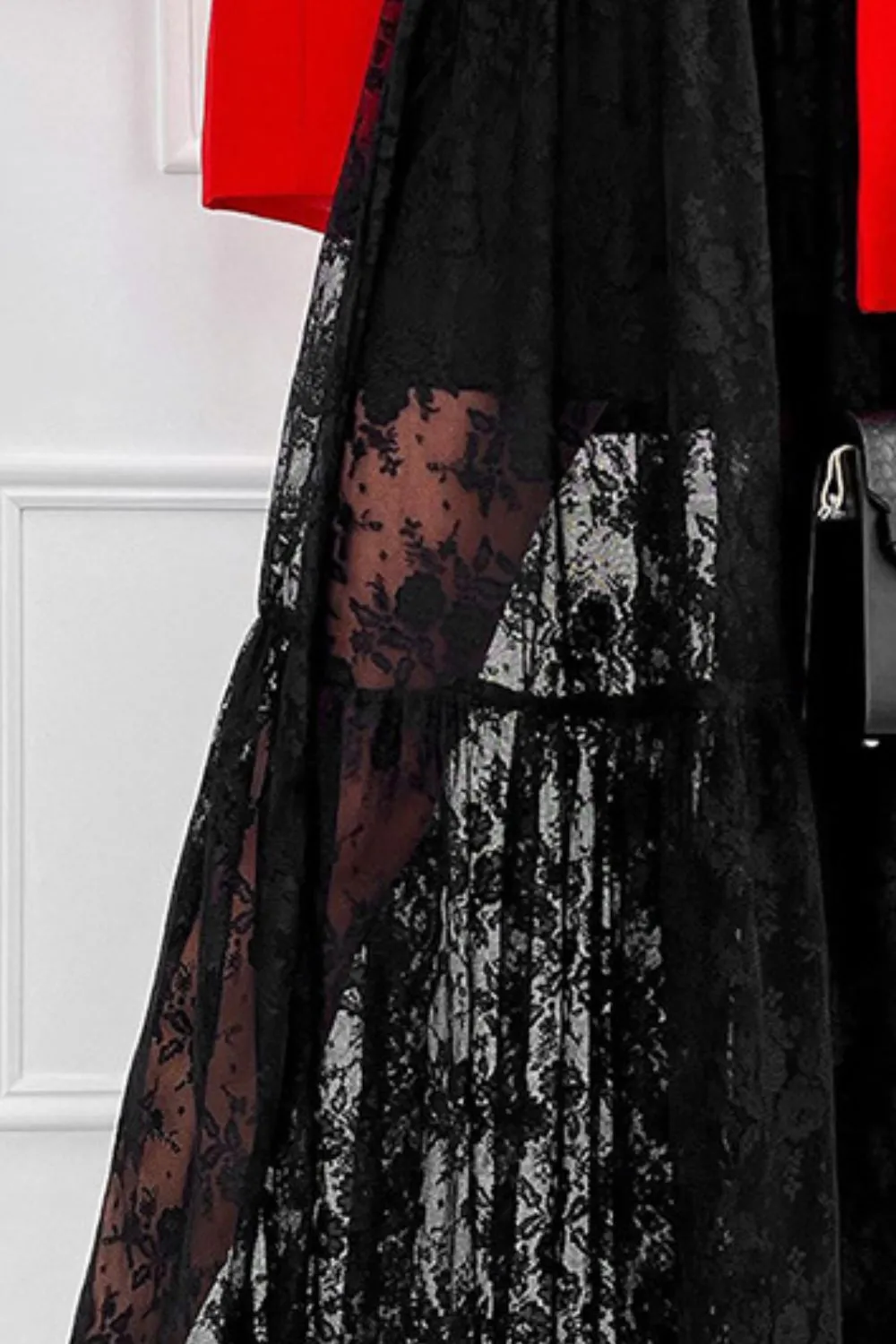 Lace Elastic Maxi Skirt