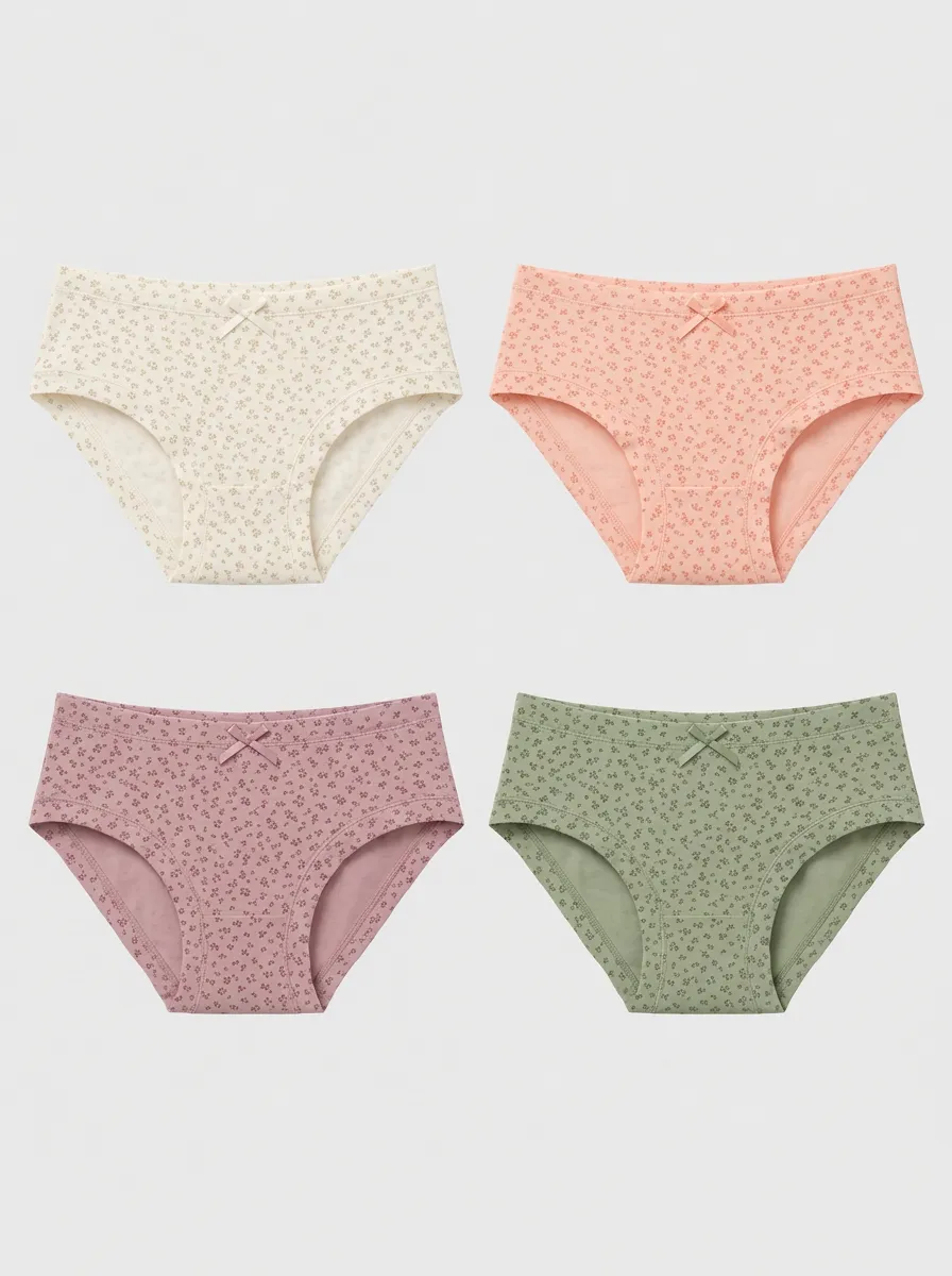 Women's Multicolor Floral Patterned Bikini Briefs 4-Pack
