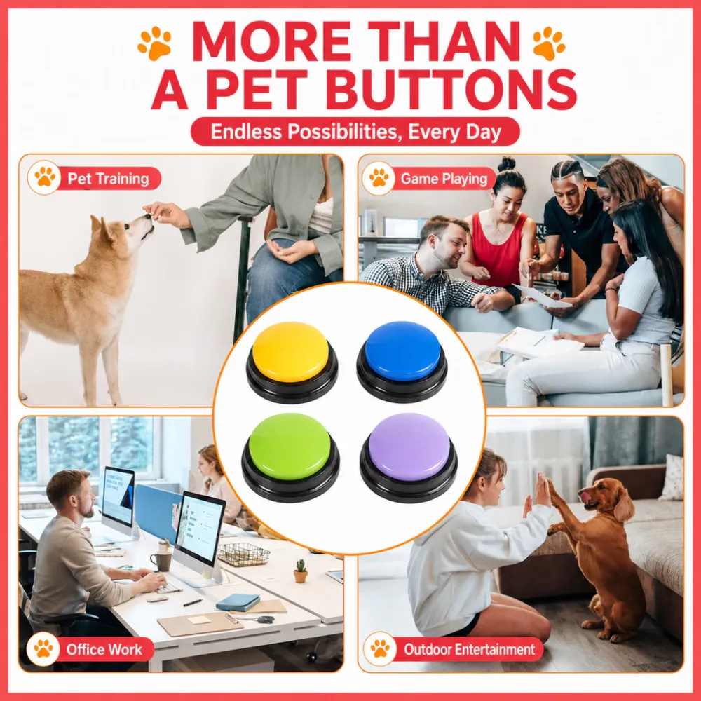 Recordable Pet Sound Button Interactive Dog Toy Bite Resistant Non-Toxic Puppy Training Portable Pet Plaything