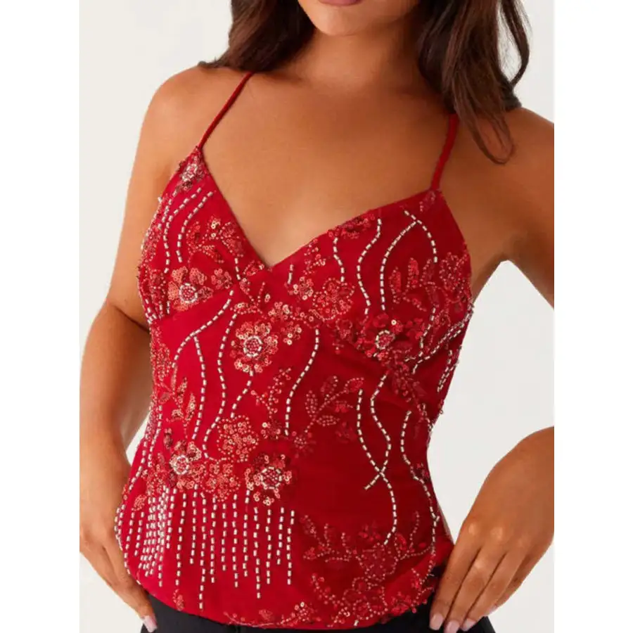 Crisscross Back V Neck Camisole Top