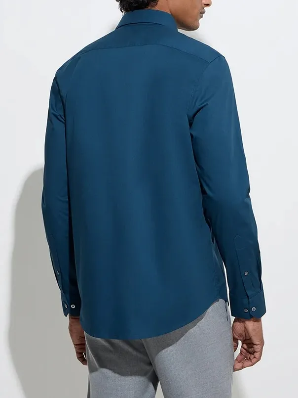 Light Teal Ultra Skinny Cotton-Blend Shirt