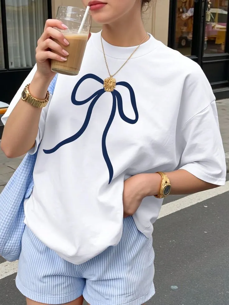 Minimal Ribbon Cotton Tee