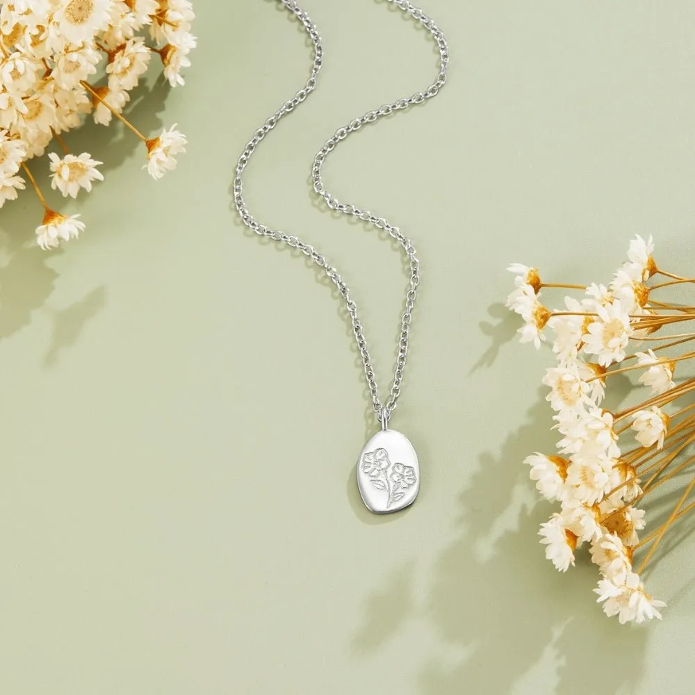 Adjustable Engraved Wildflower Necklace