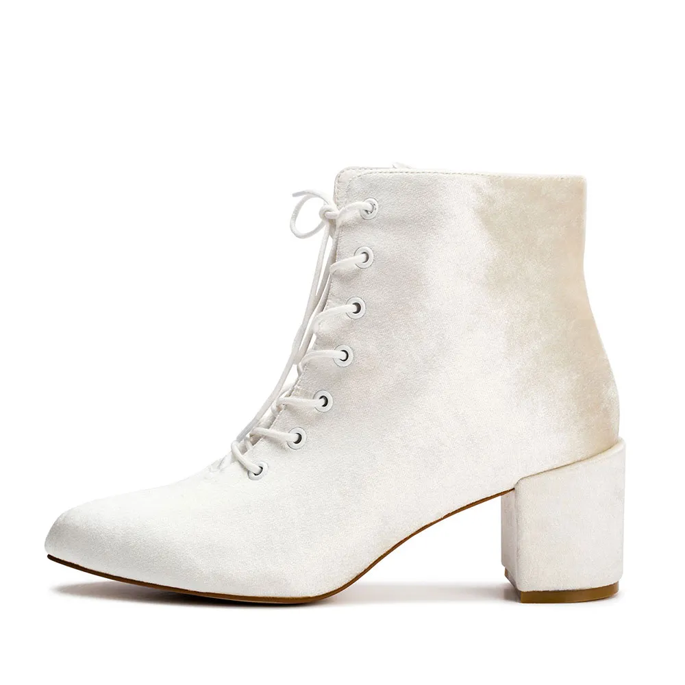Lace-Up Zip-Up Block-Heel Platform Ankle Boots