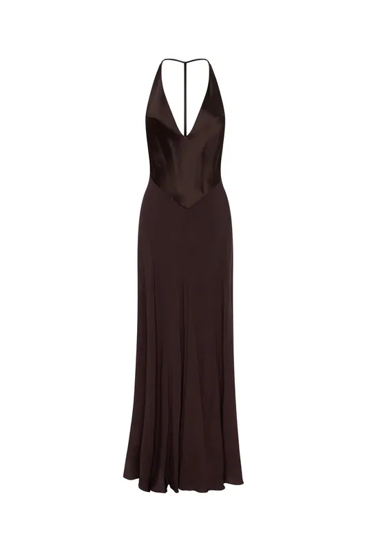 Chocolate Halter Maxi Dress