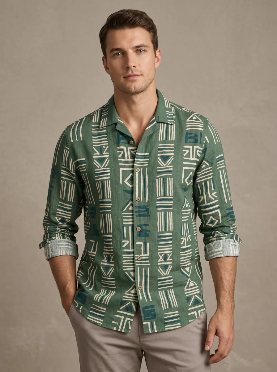 Men's Geometric Tribal Refined Printed Shirt
