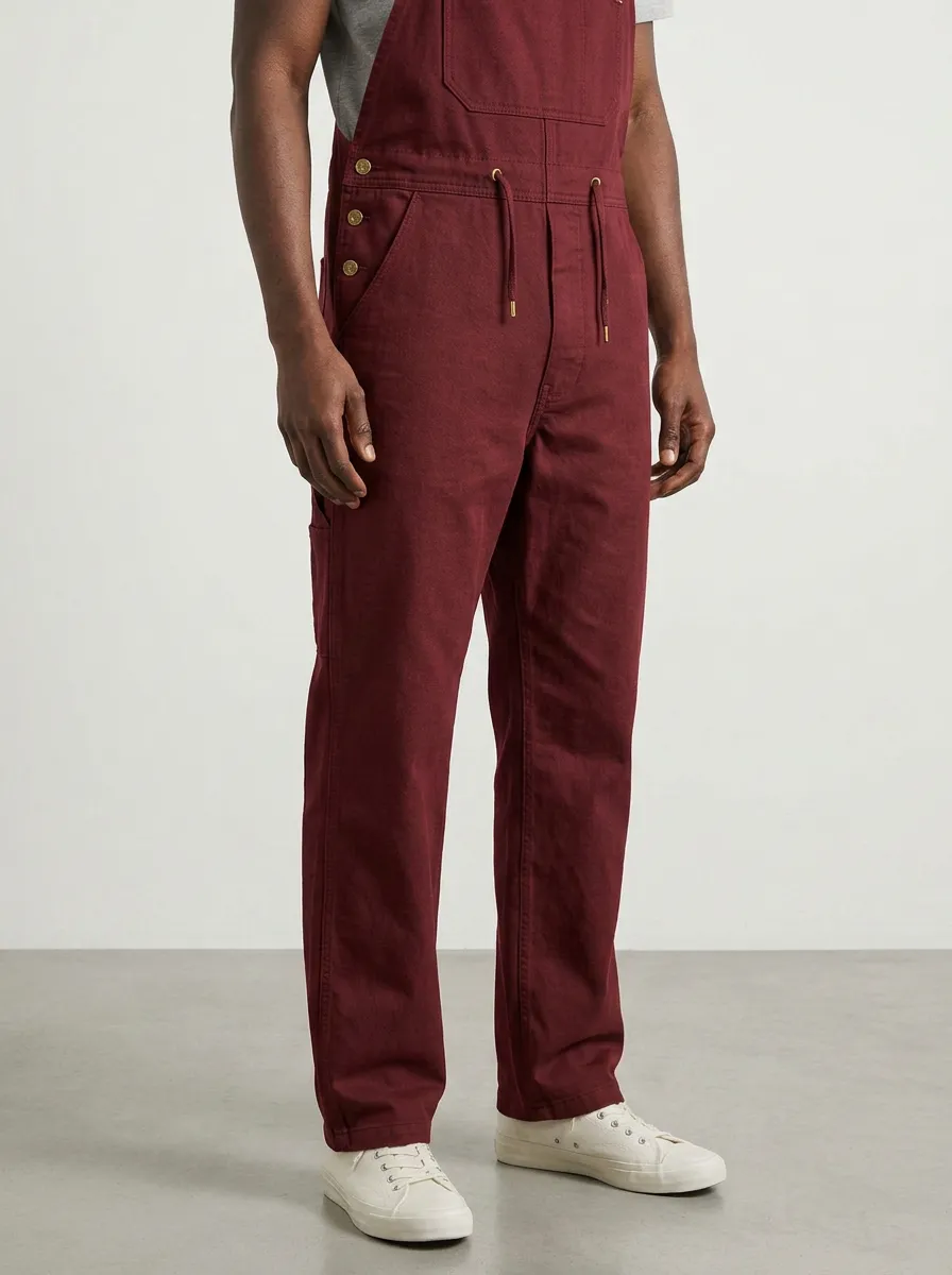 Men's Casual Utility Olive Green Cotton Overalls