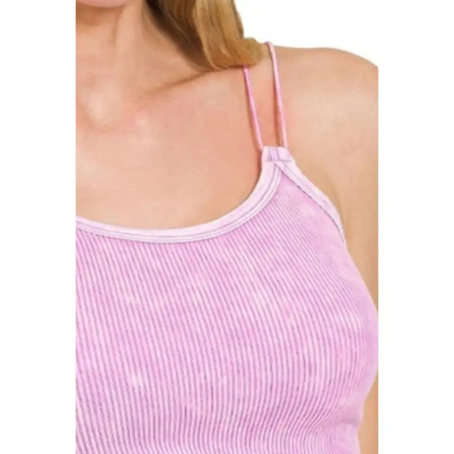 Washed Ribbed Seamless Double Strap Brami Tank