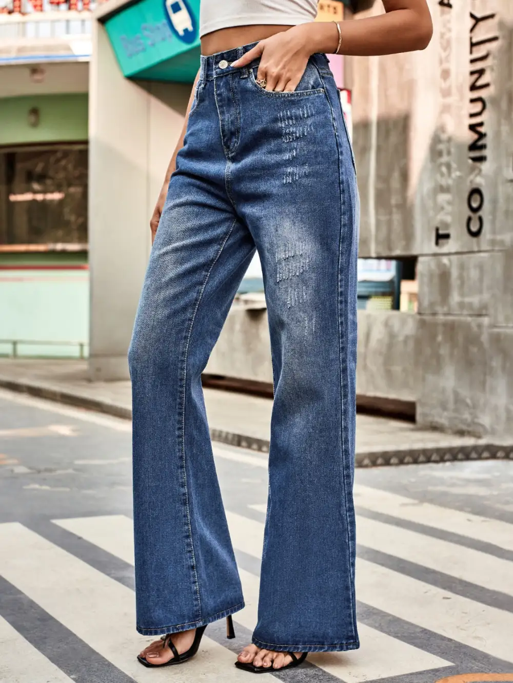 High Rise Bootcut Pocket Denim Jeans