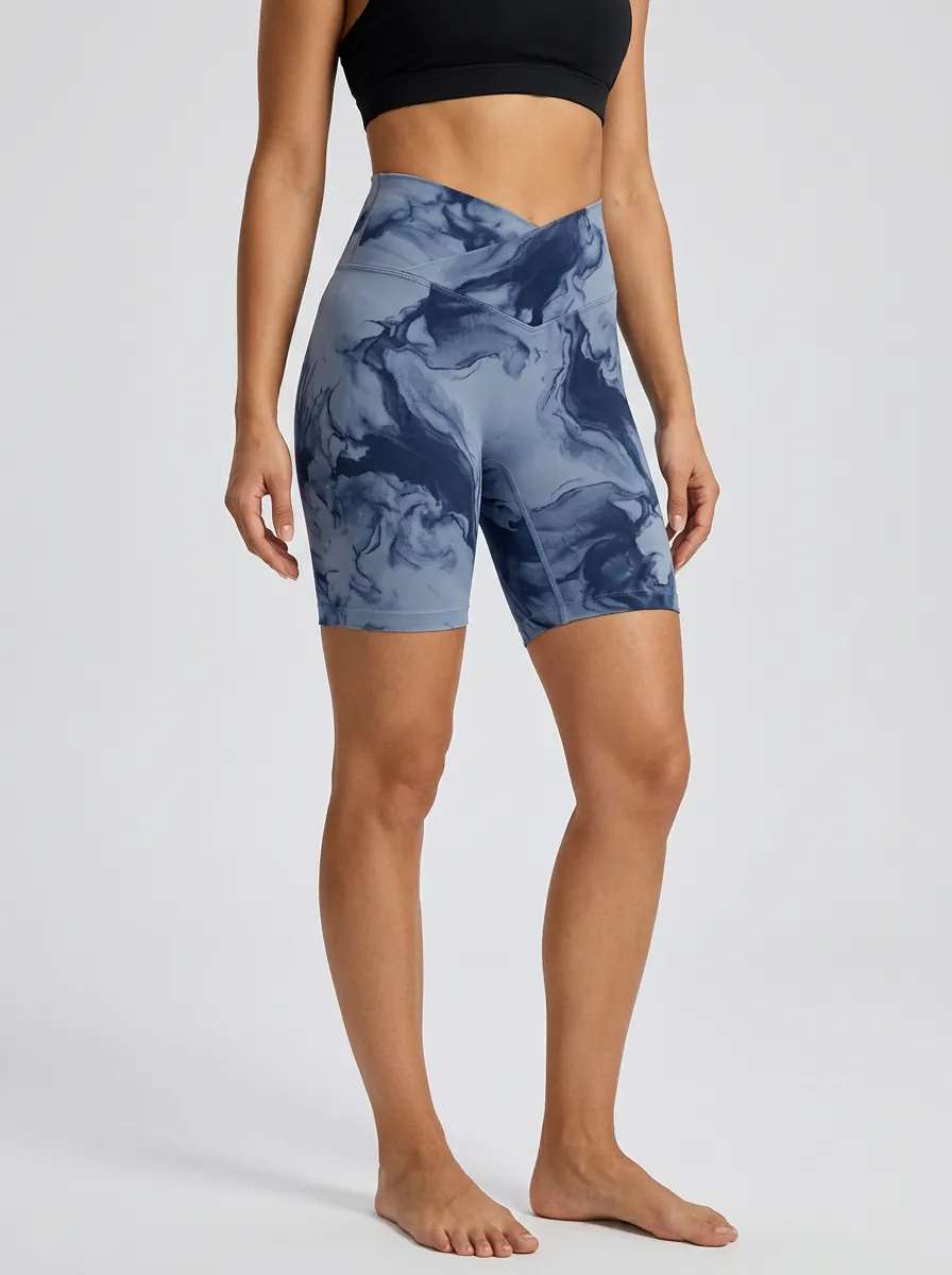 Women's Crossover-Waist High-Rise Biker Shorts