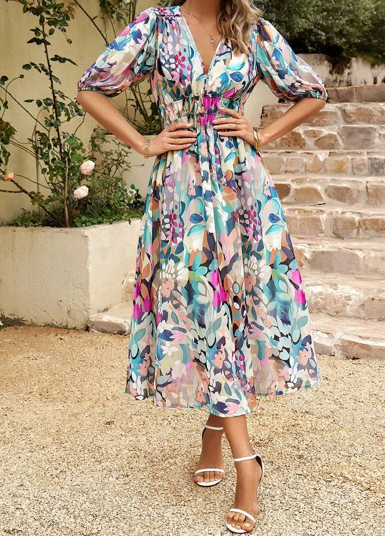 Elena Flowy Floral Midi Dress