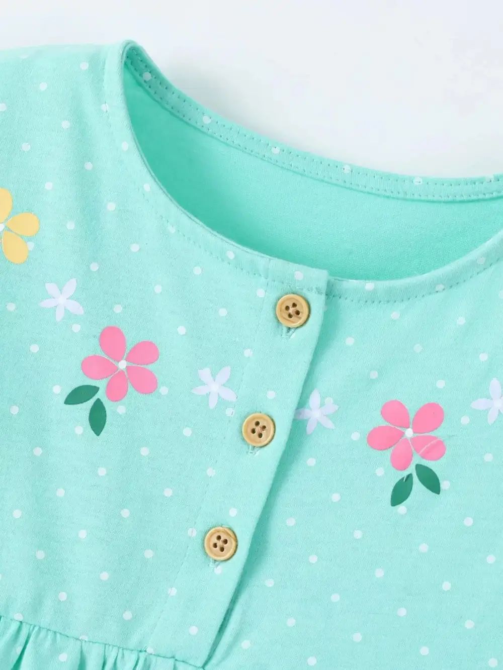 Girls Bunny Print Button Detail Dress