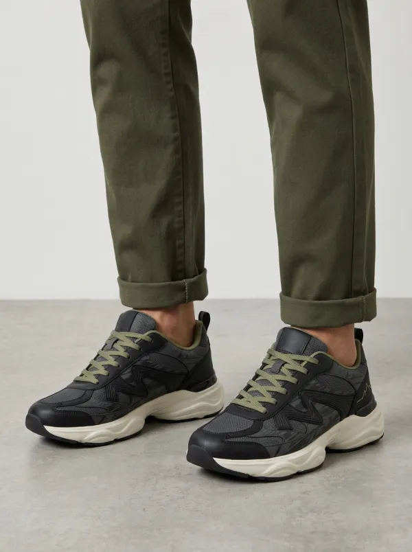 Men's Olive Mountain Graphic Athletic Sneakers