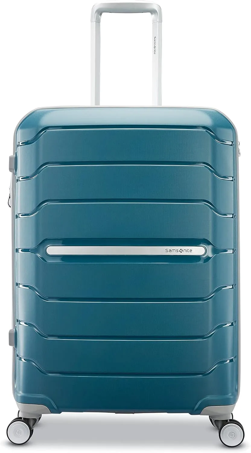 Samsonite Freeform Hardside Carry-On Luggage with Spinner Wheels - Hardshell Suitcase - TSA, Airline-Approved - Expandable Hard Shell, Smooth Rolling Wheels for Lightweight Travel - White/Grey