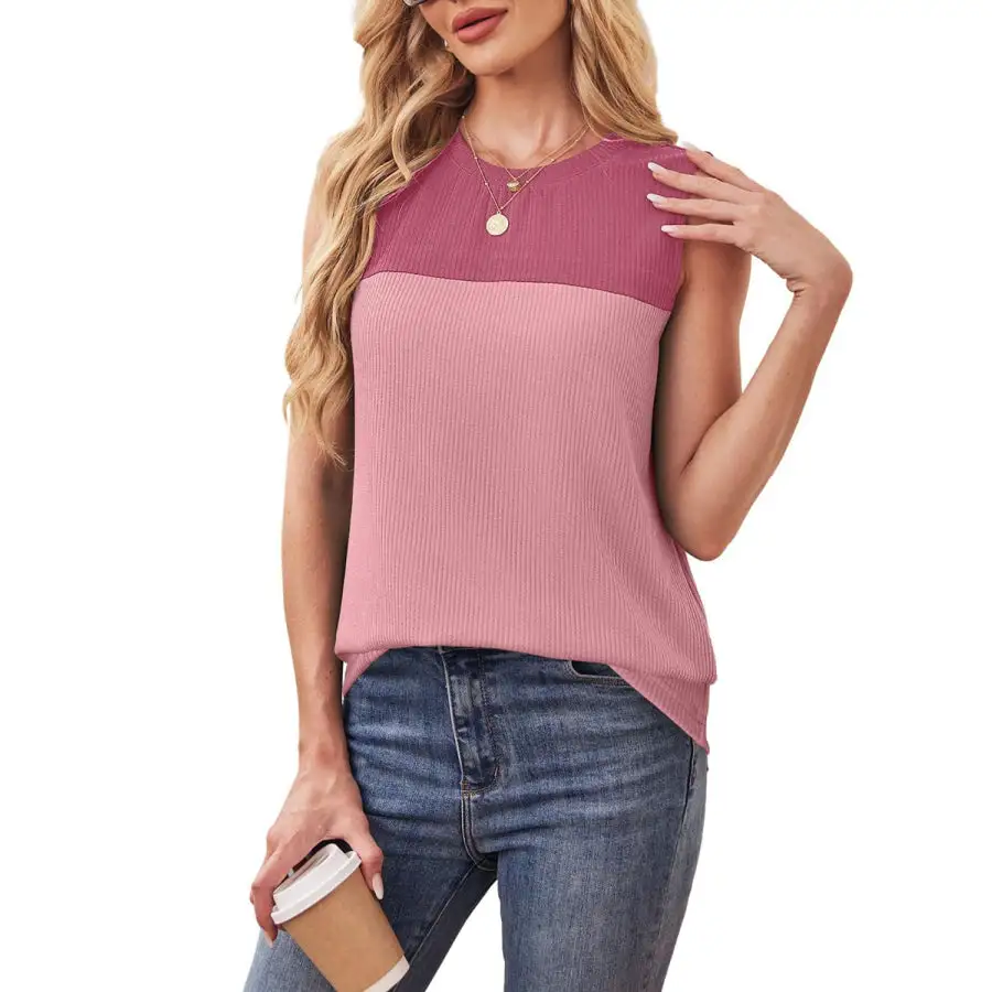 Color Block Round Neck Tank