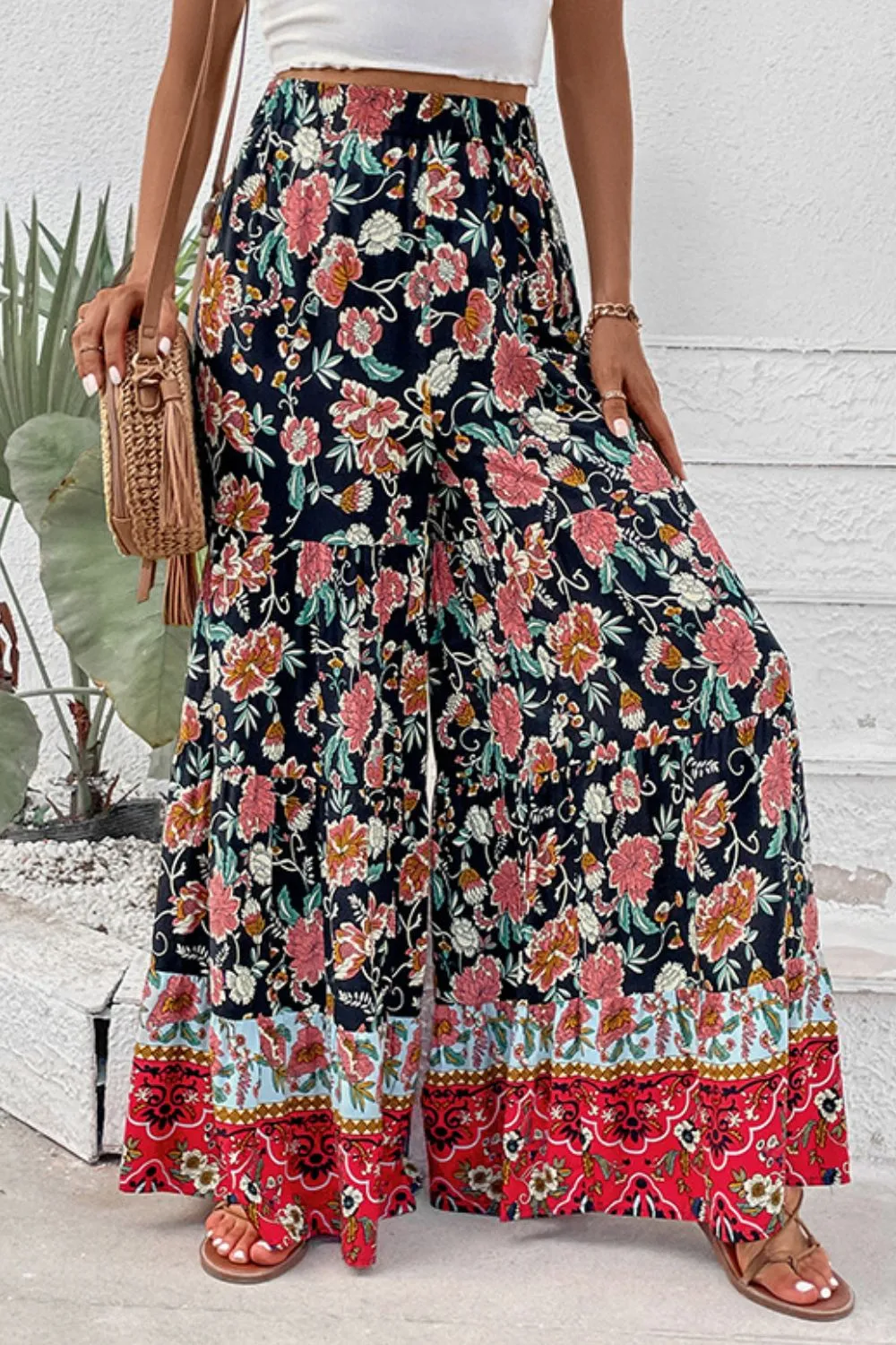 Palazzo High Waist Floral Wide Leg Pants