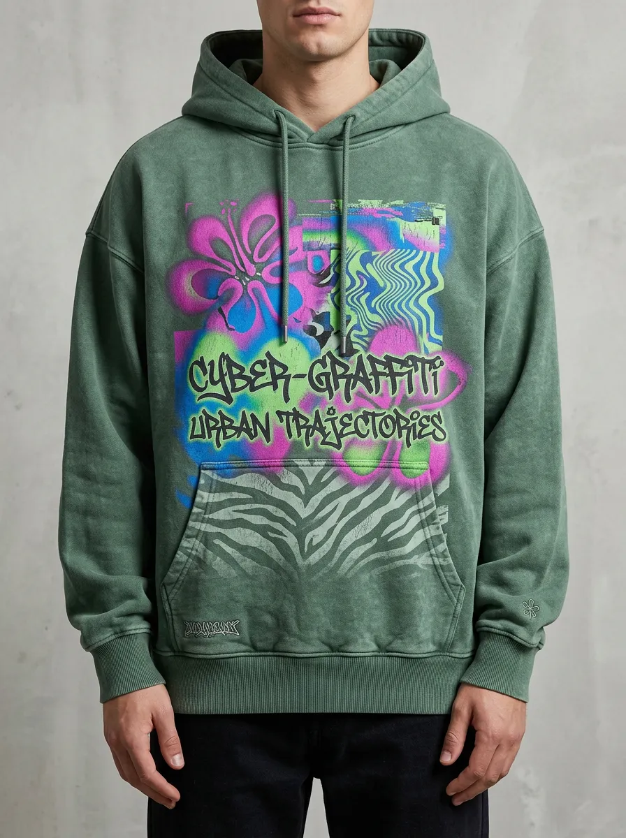 Unisex Casual Streetwear Graffiti Floral Hoodie