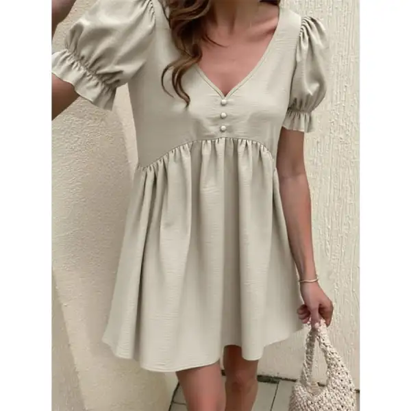 Modern Everyday Puff Sleeve Babydoll Mini Dress