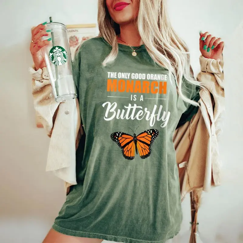 Liberal Quote Good Orange Monarch Butterfly Women's Oversized Comfort T-Shirt