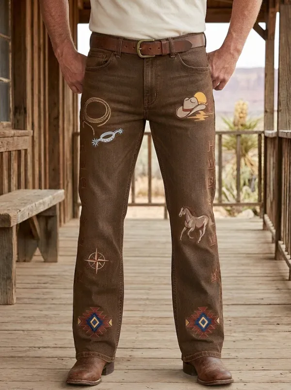 Men's Western Cowboy Horse Lasso Jeans
