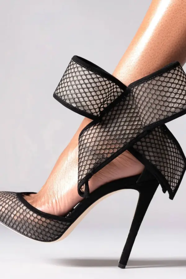 Mesh Bow Detail Pointed Toe