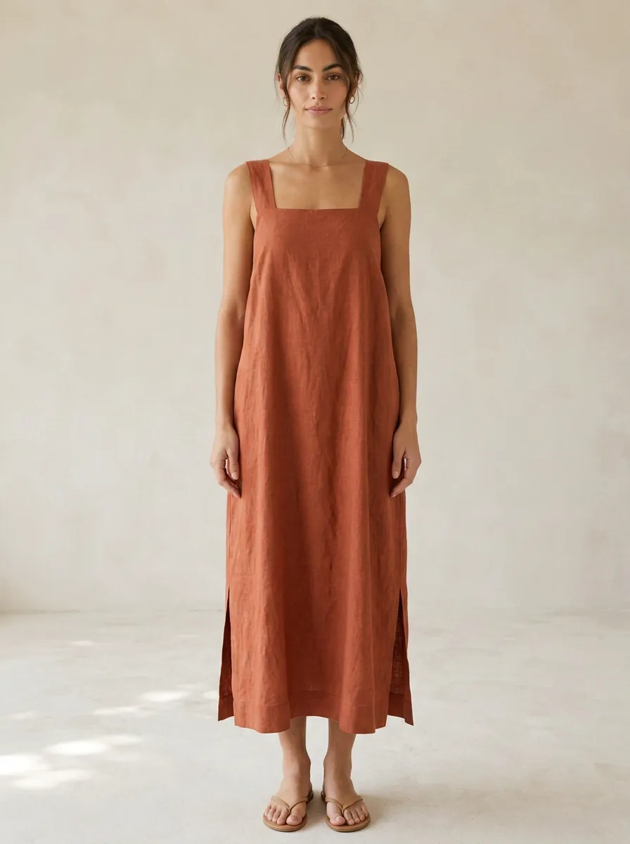 Women's Casual-Chic Casual Linen Midi Backless Dress