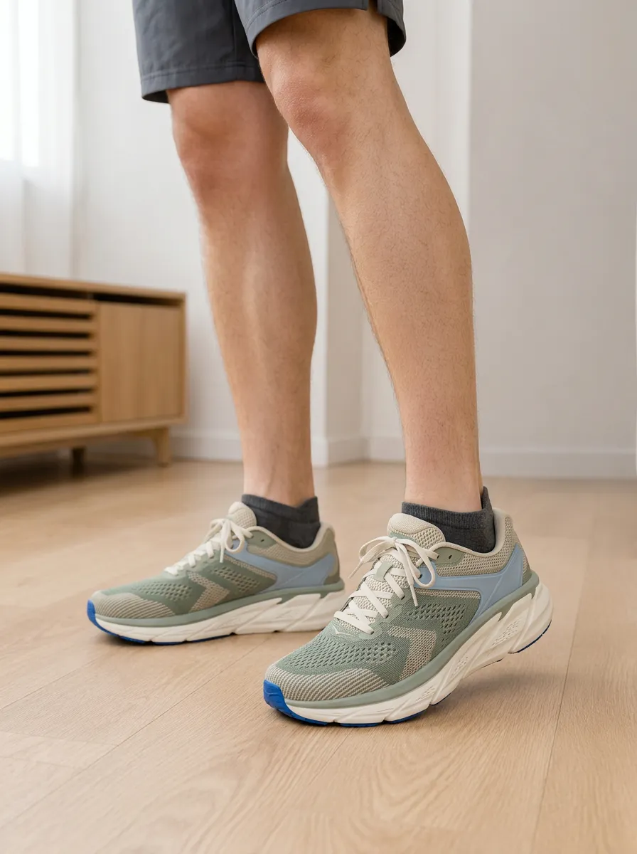Men's Sage Green Mesh Lightweight Printed Running Shoes