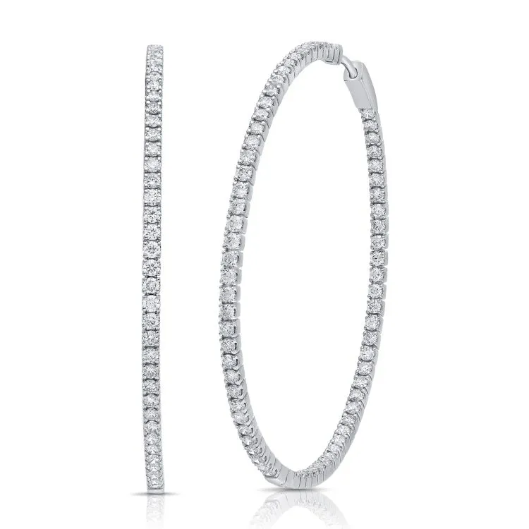 Refined Curved Gem Detail Hoop Earrings