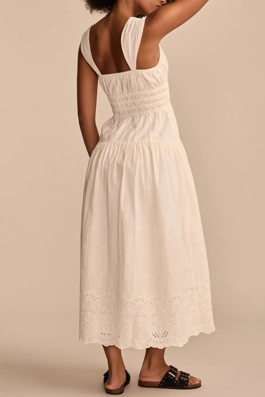 White Casual Sleeveless Midi Dress