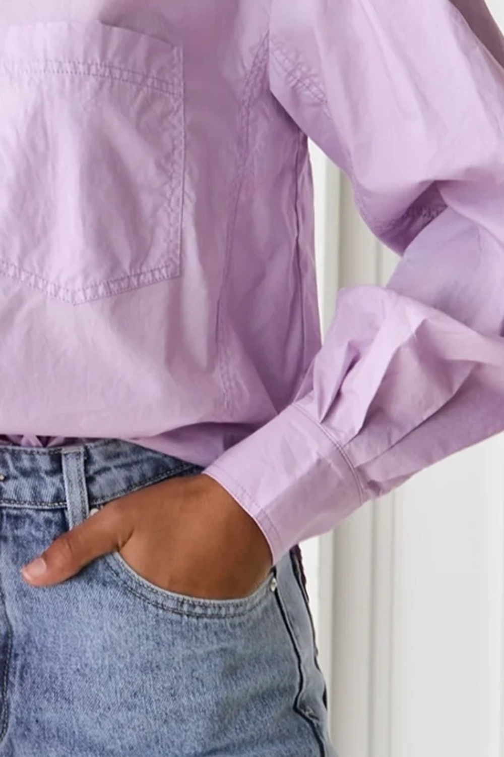 Lilac Poplin Drop Shoulder Shirt