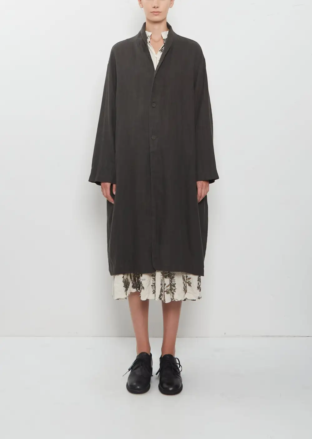 Women's Shawl Collar Canvas Longline Coat
