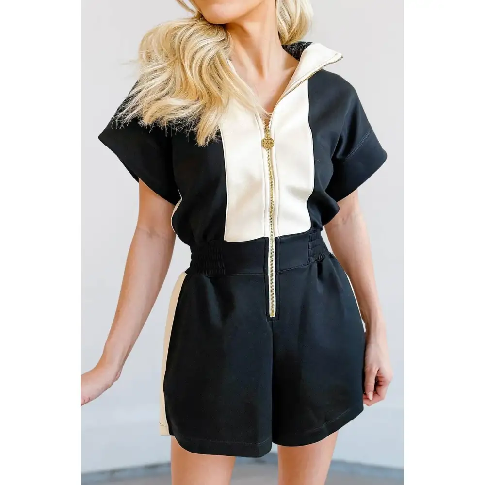 Collared Short Sleeve Romper