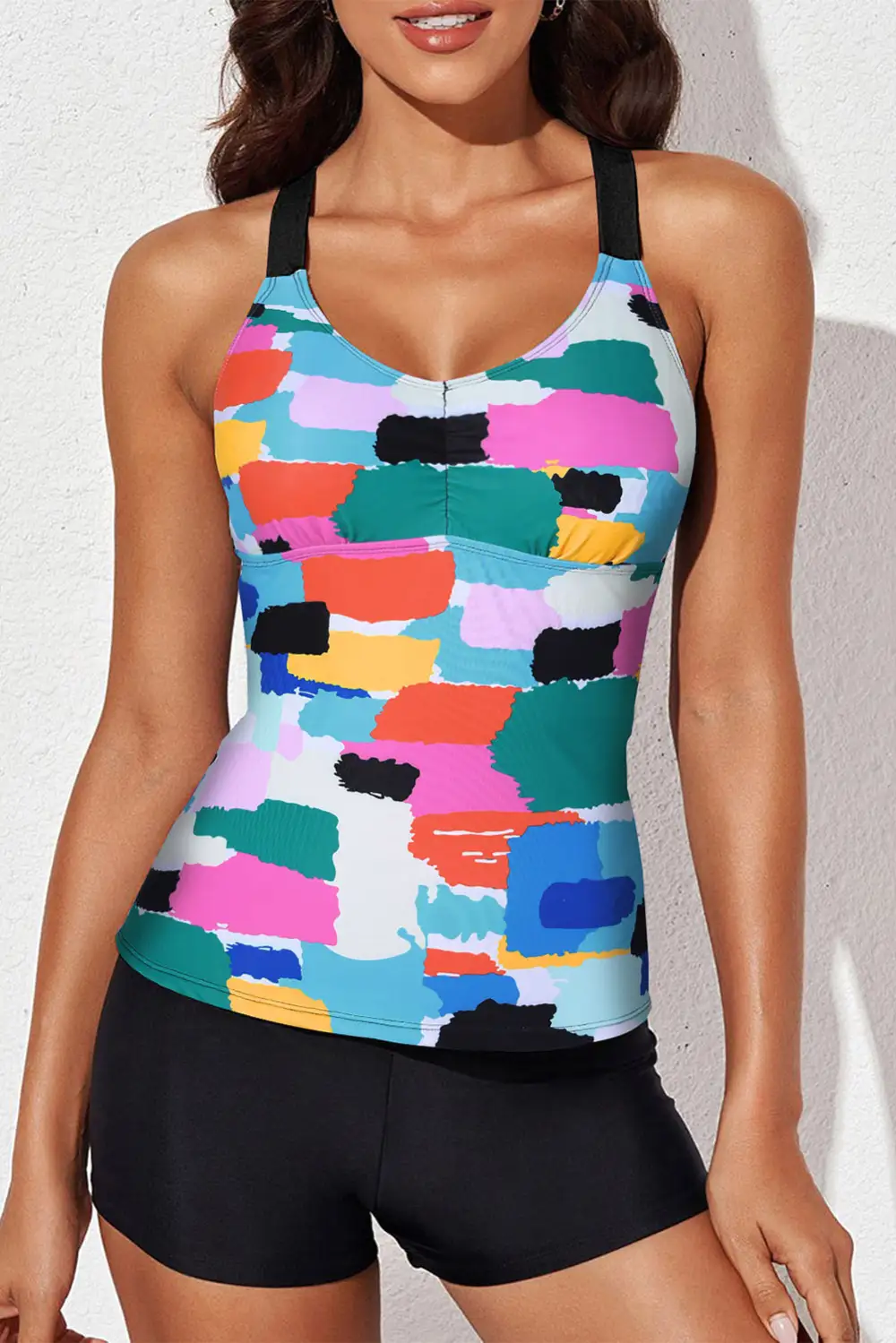 Swimwear Geometric Leopard Abstract Backless Sheath Active Bikinis Tops