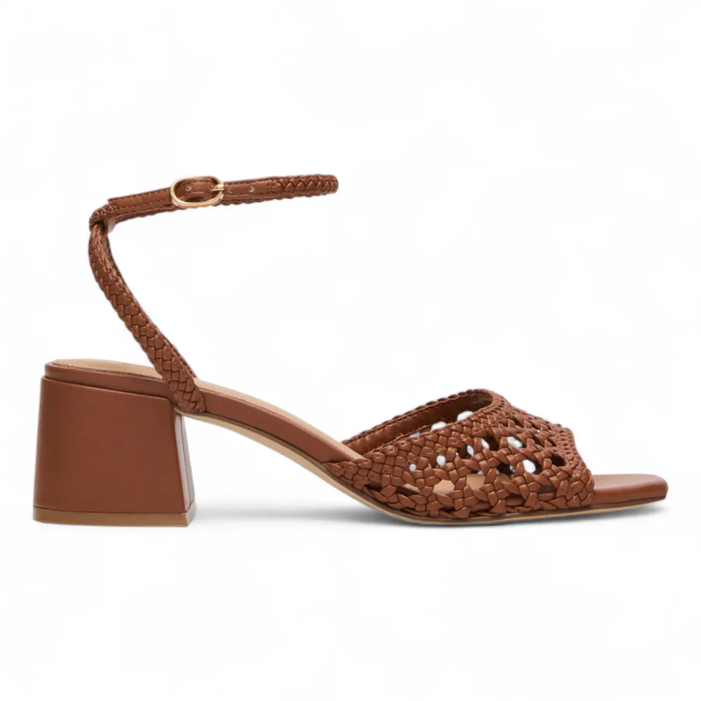 Jessie Woven Ankle Strap Block Heel Sandal