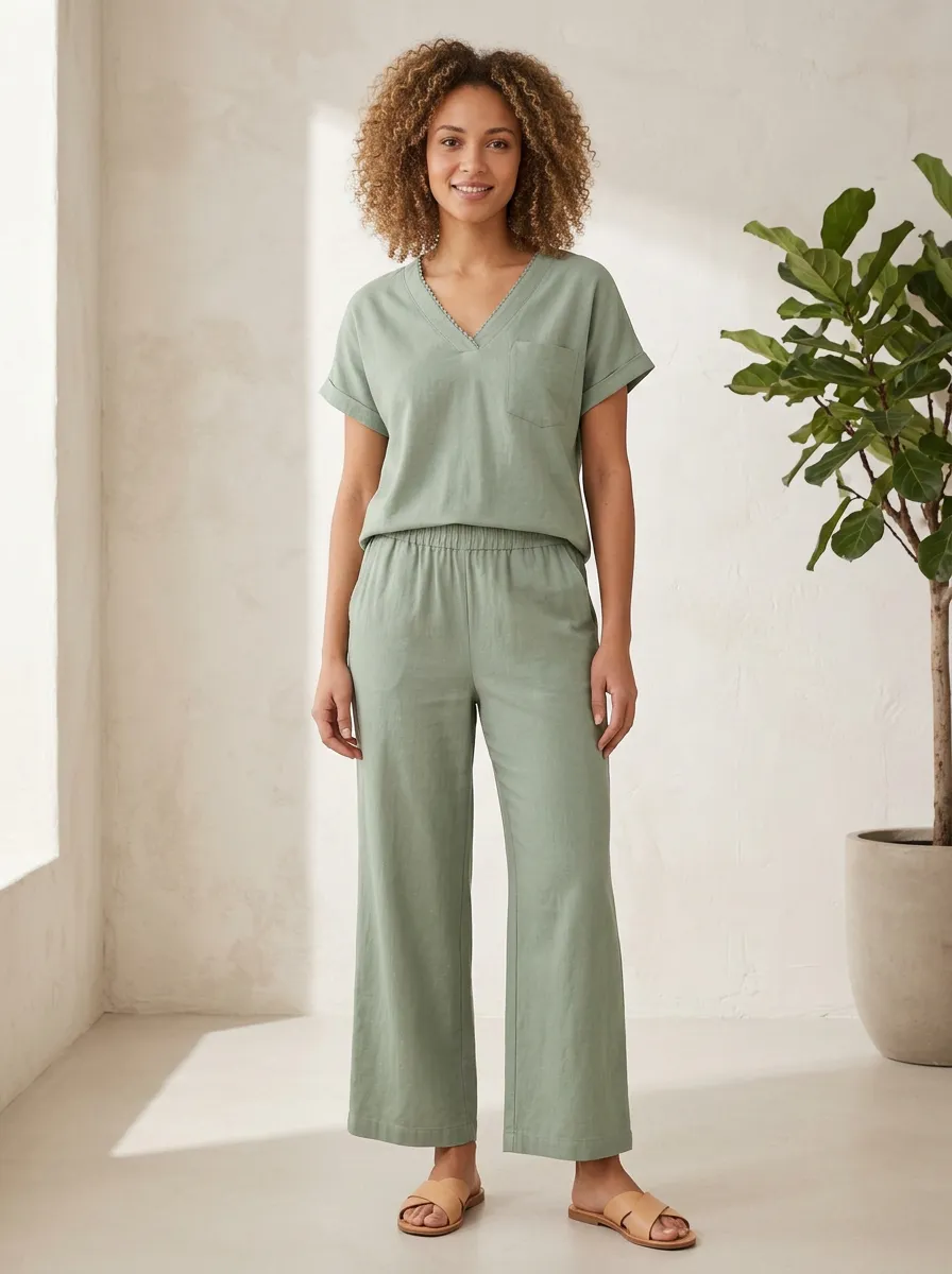 Versatile Relaxed Women's V-Neck Casual Lounge Set
