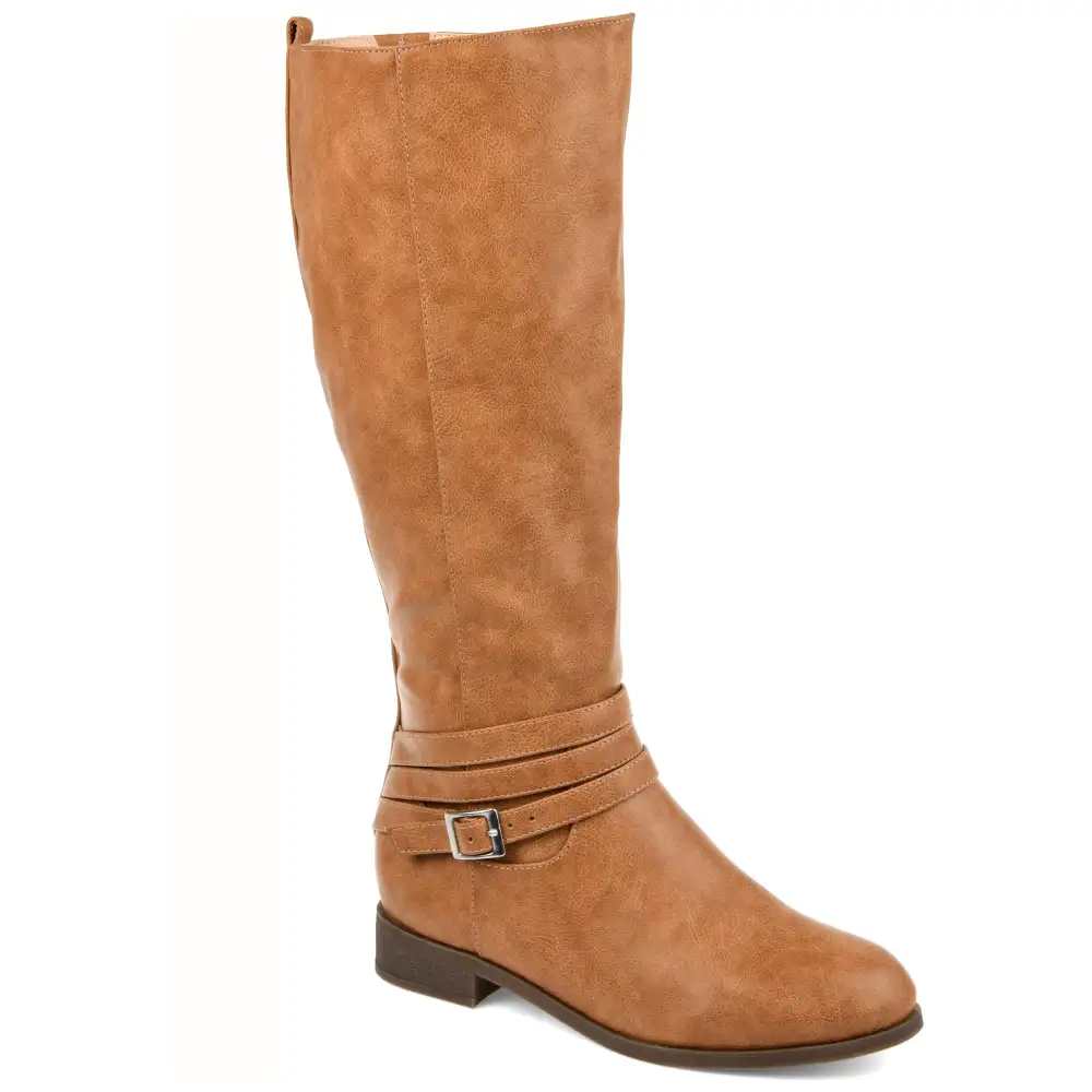 Layered Strap Mid Calf Boots
