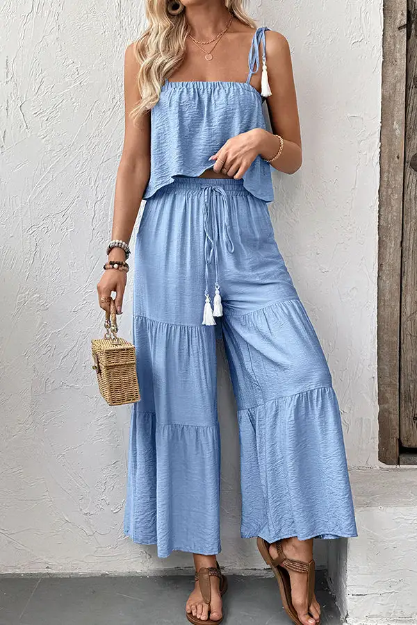 Solid Color Casual Two Piece Set